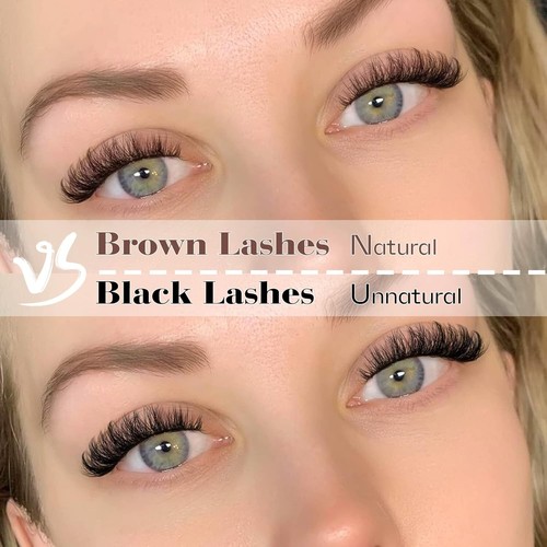 Brown Lashes Fluffy Wispy Colored False Eyelashes Natural Look D Curl Mink - Picture 2 of 6
