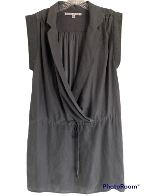 WALTER Grey Silk Cinch Waist Dress Sz 8