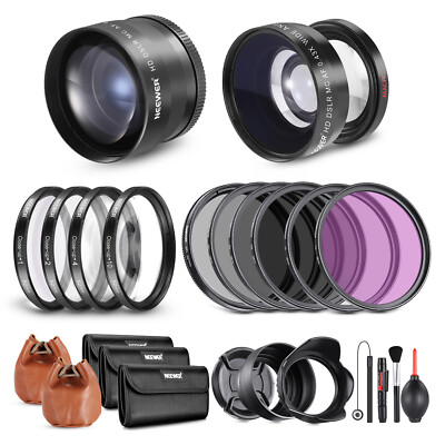 52mm Wide Angle/2.2X Telephoto Additional Lens&ND/UV/CPL/FLD Filter Set