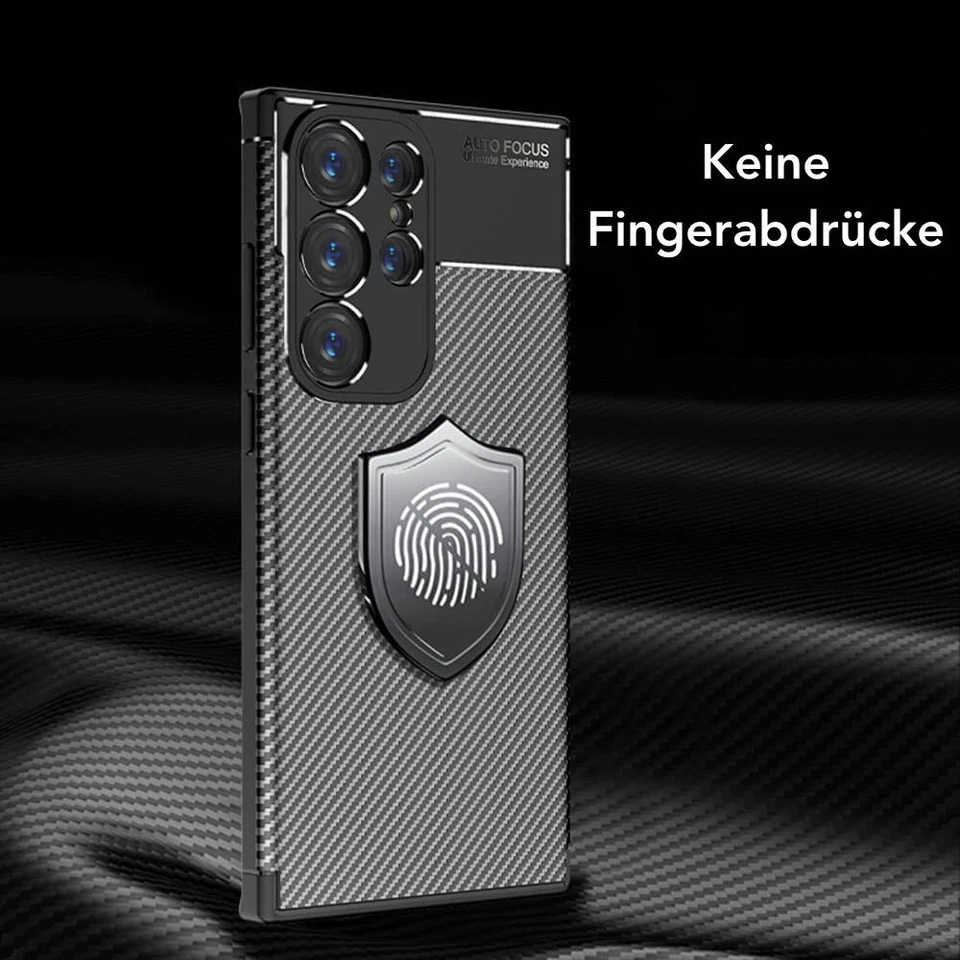 Case for Samsung Galaxy S25 Ultra protective silicone case black carbon look - Image 4 of 4