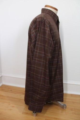 Nordstrom L Brown Plaid Check Long Sleeve Dress Shirt Smartcare Wrinkle Free - Picture 3 of 9