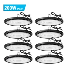 8Pcs 200W UFO LED High Bay Light Industrial Commercial Warehouse Led Shop Light