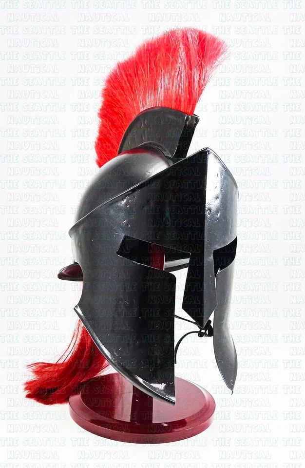Casco Guerrero Espartano Rey Leónidas Armadura Griega Película 300 Casco con Pluma Roja Foto 3 de 4