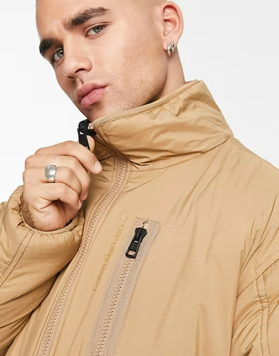 Calvin Klein Jeans Men's Off White/Camel Reversible Jacket Size S M RRP£270 - Picture 4 of 7