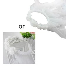 Women Bridal Flower Hair Wreath With White Veil Garland Wedding Headband Crown A