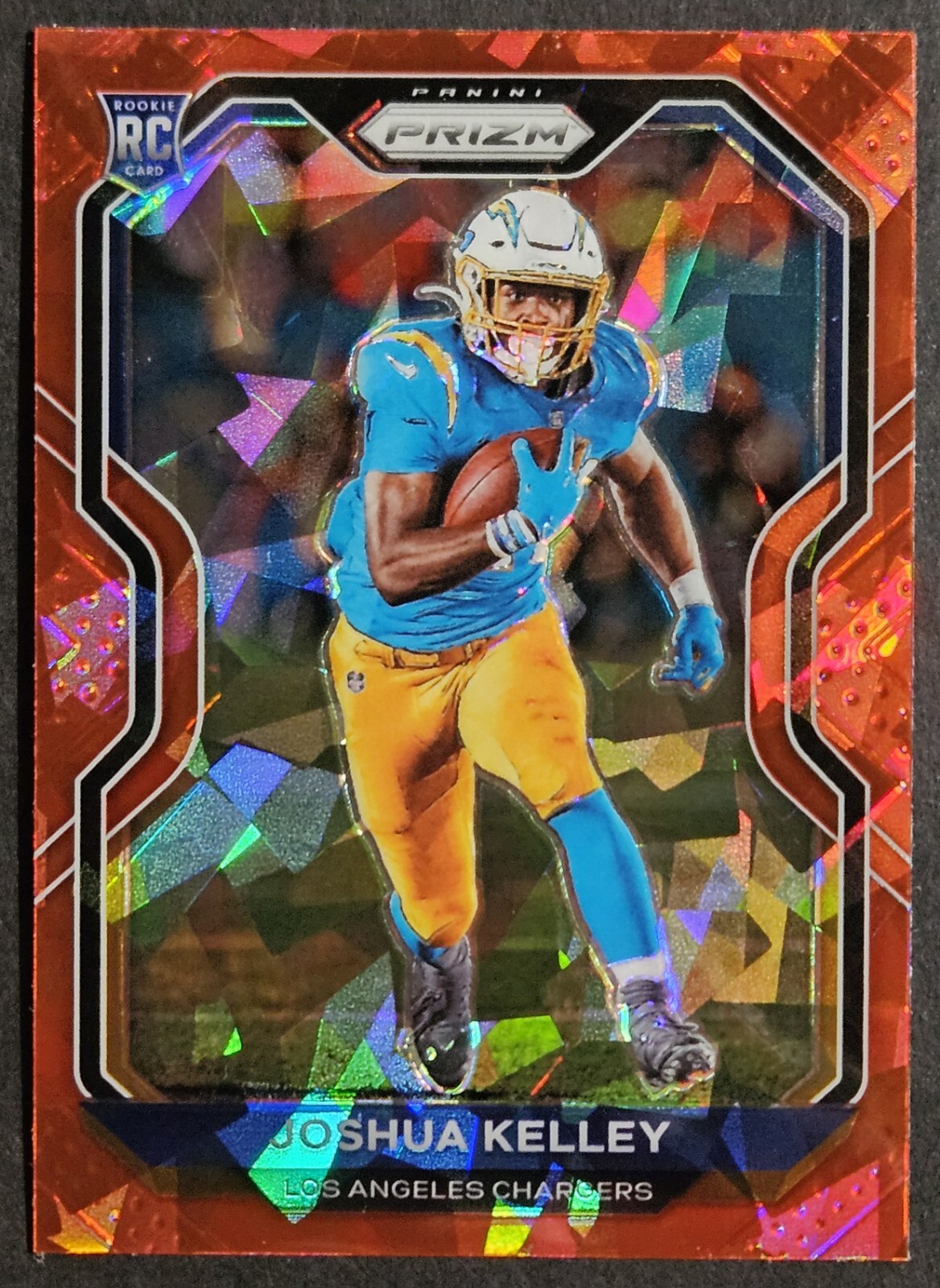 2020 Panini Prizm Red Cracked Ice #326 Joshua Kelley RC Los Angeles Chargers