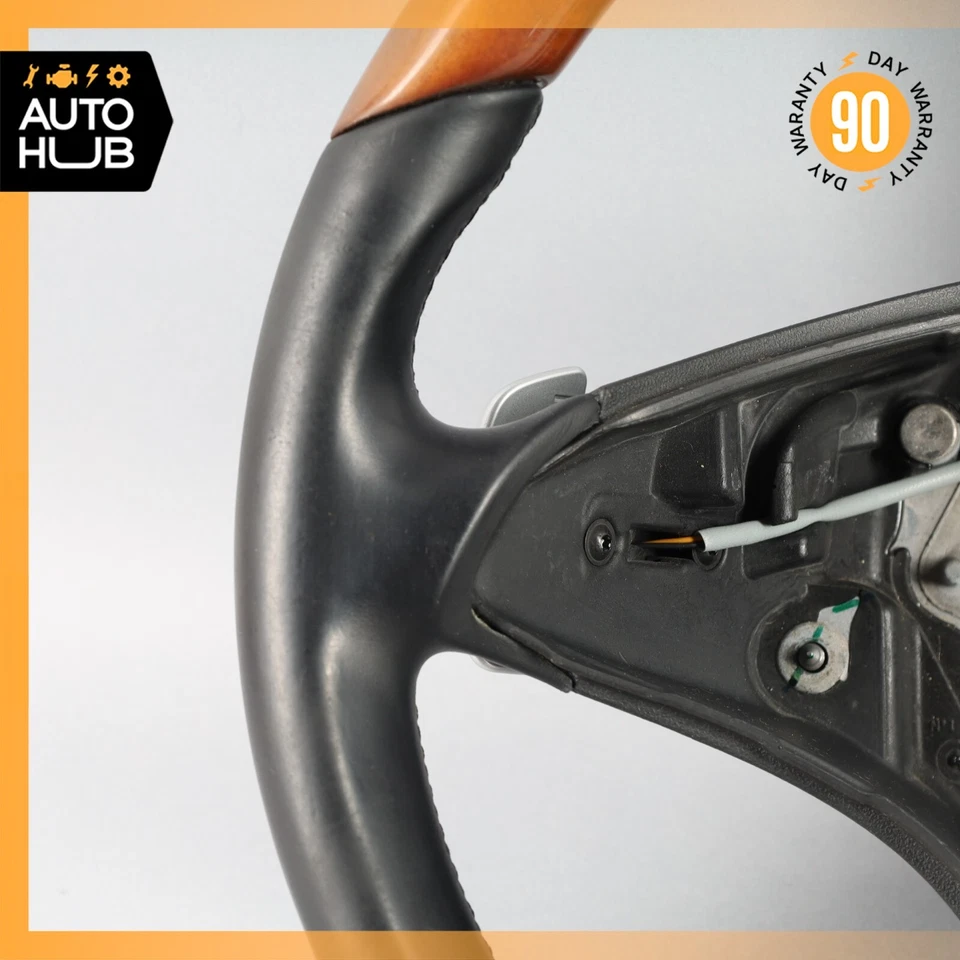 Volante 09-12 Mercedes R230 SL550 SL600 madeira com câmbio de pás preto fabricante de equipamento original - Imagem 2 de 4