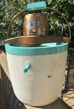Vintage MCM Proctor Silex Ice Cream Maker Teal & Copper, Used, Works GREAT!