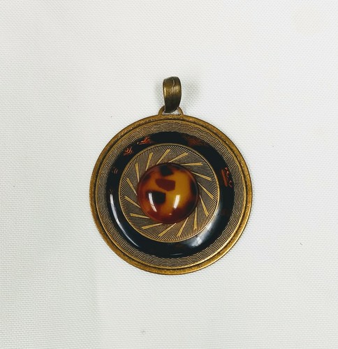 Vintage Faux Tortoise 2.5" Large Pendant HG22 - Picture 2 of 7