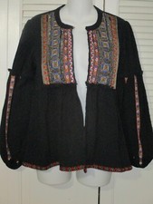 Zara Woman Beaded Embroidered Black Crop Open Jacket S