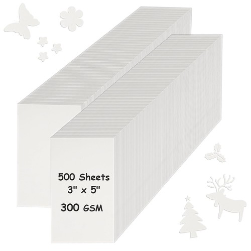 500 Sheets 3 x 5 White Cardstock 300GSM Heavy Weight Cardstock Paper Printer ...