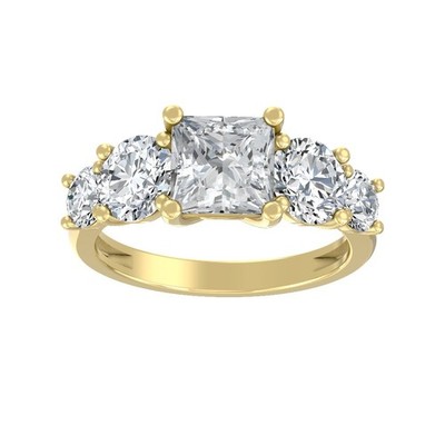 2Ct Lab Grown Diamond 10K Yellow Gold Five-stone Ring Size 7 for Women