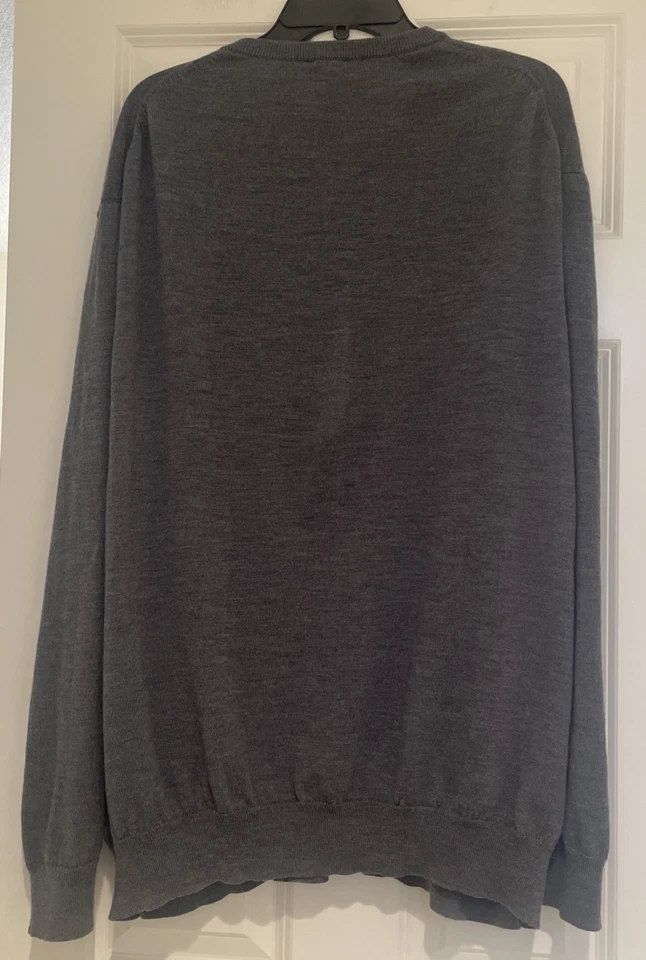 Jos A Bank Traveler Men Gray V Neck Sweater Size 3XB 100% Merino Wool Pullover - Image 3 of 4