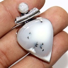 Classy Look Dendritic Opal Rainbow Moonstone 925 Silver Plated Pendant 1.7