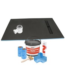 Linear Wet Room Shower Tray Kit 1200 x 900 x 20mm Bathroom Walk In Tile On Base