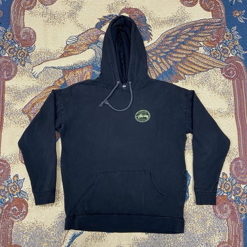 Stüssy, Vintage Stüssy Logo Hoodie Black 00s Streetwear Skater Hip Hop Size Medium