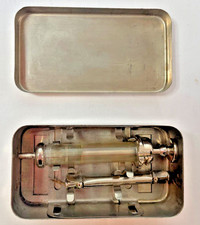 Antique Glass Syringe and Needle Set with Stainless Box - Not Intended for Use!