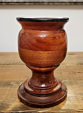 Carved Handmade Wooden Vase 5  Tall 3" Wide