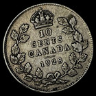 1928 Canada 10 Cents 0.800 Silver Canadian Coin King George KM 23a Lot D5-202 — photo 5