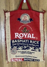 Royal Basmati Rice Bag 20lb Burlap Handles Zipper Heavy Duty Purse Tote Shopping
