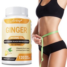 Organic Ginger 3850mg - Digestion, Nausea, Stomach Settler, Non-GMO, Gluten Free
