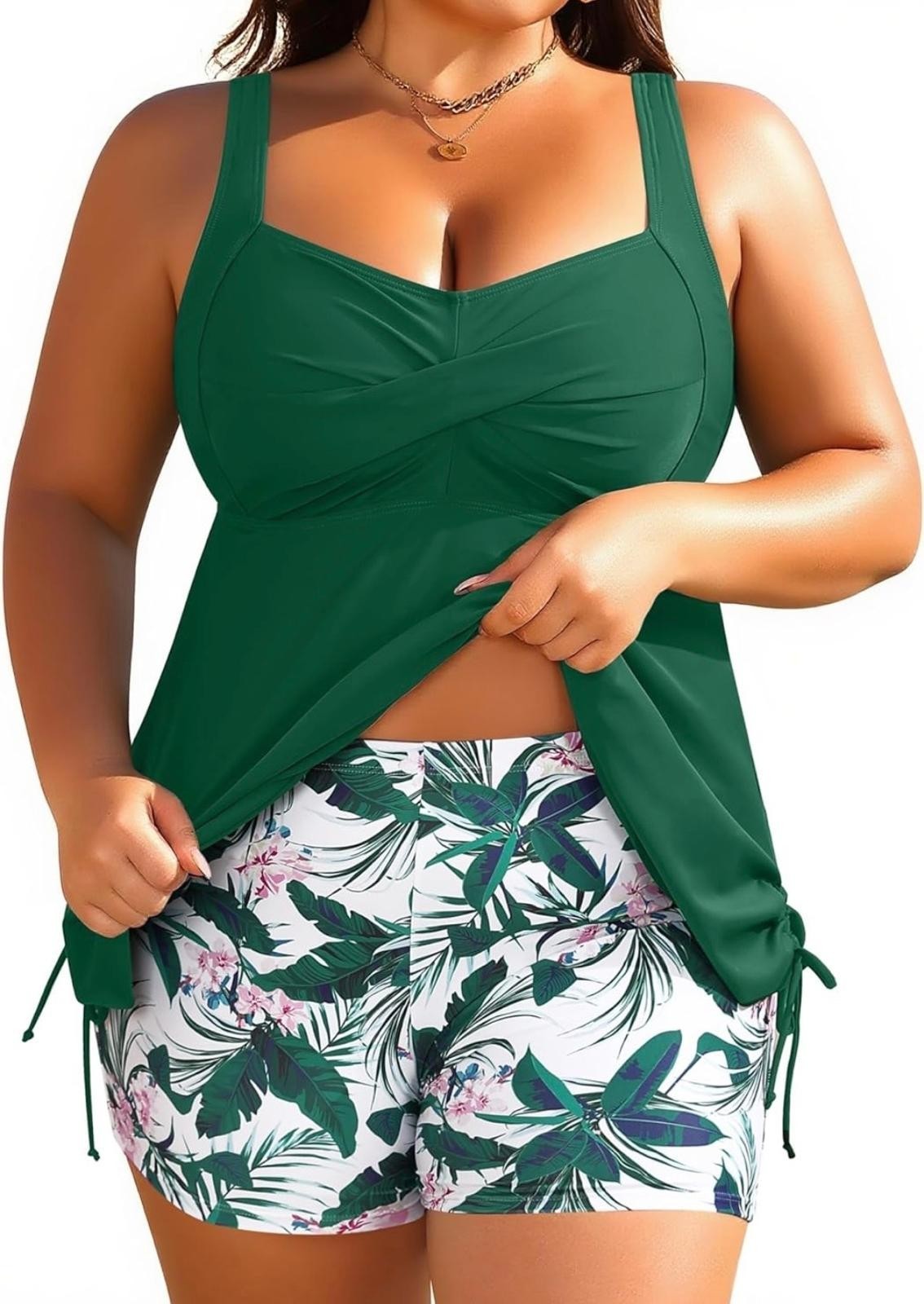 Aqua Eve Women Plus Size 26W, Tankini Swimsuit 2pc Flowy Swimdress Bathing Suit.