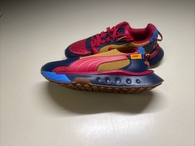 PUMA Wild Rider Gf Lace Up  Youth Boys Blue, Red Sneakers Casual Size 4 Kids