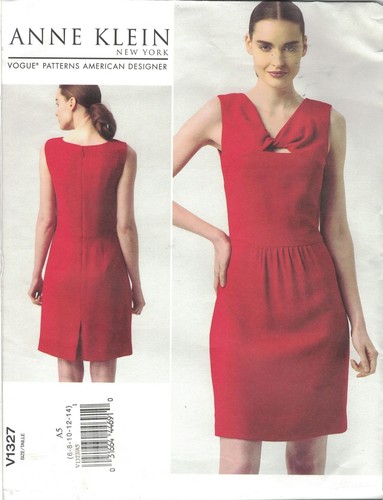 Vogue 1327 Anne Klein Size 6 8 10 12 14 Mini Dress Pattern Twist Neckline Uncut - Picture 1 of 4