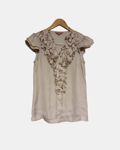 Women Phase Eight Shirt Beige Satin 36 / S / 44