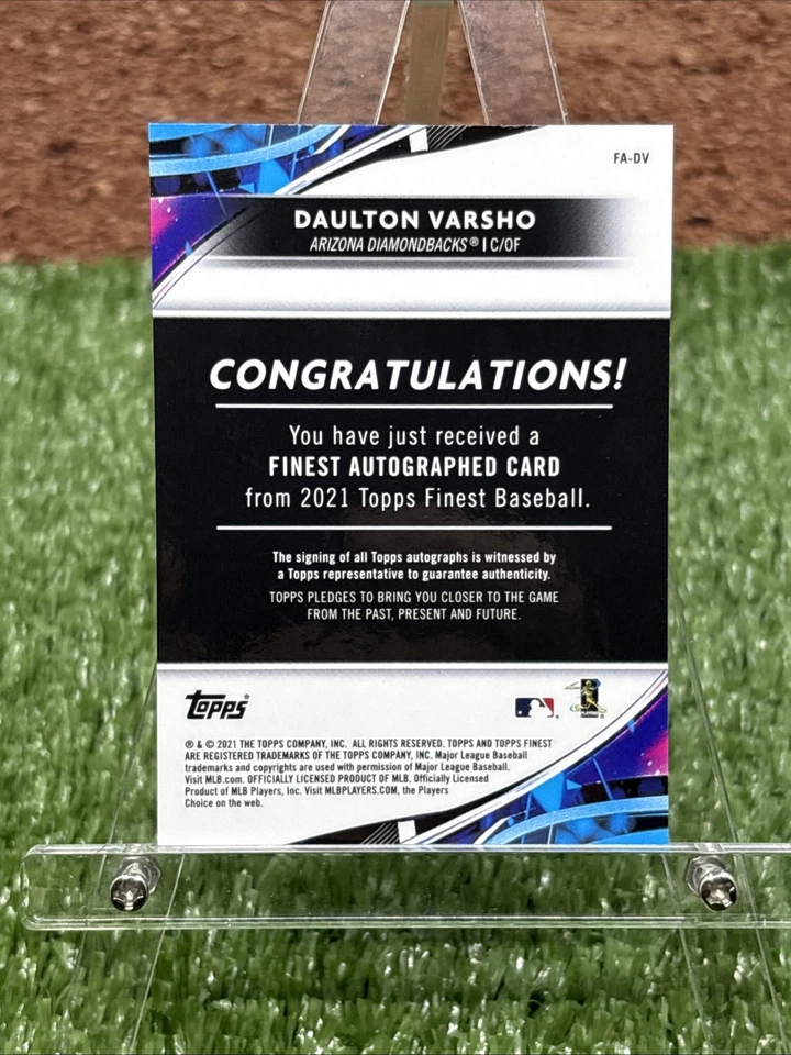 2021 Topps Finest - Daulton Varsho (RC) #FA-DV Rookie GREEN Refractor /99 AUTO - Image 4 of 4