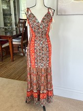 Luukse Boho Patchwork Print Maxi Dress Sz Small Cami Dress Paisley
