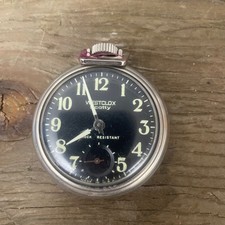 Vintage Westclox Scotty Pocket Watch Shock Resistant Black Dial Sub-Second USA