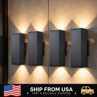 LETRY Rectangle LED Outdoor Wall Sconce Light Sensing Waterproof Wall Lam 4 Pack