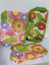 CLINIQUE Flower Print Cosmetic Makeup Bag Set Zipper Pouch 2 Large  1 Med