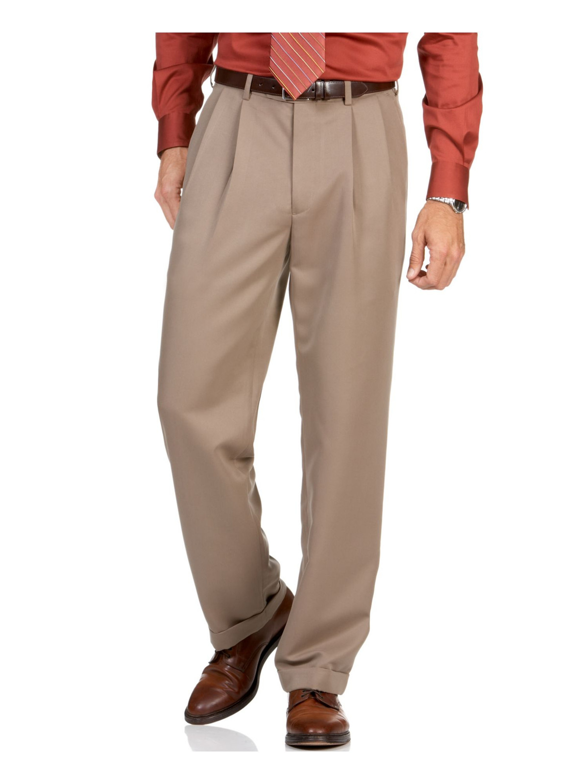 Мужской легкий классический костюм PERRY ELLIS бежевого цвета W33 L30 2690₽