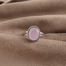 Rose Chalcedony Gemstone 925 Sterling Silver Unique Jewelry Ring For Girlfriend