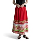 Vintage Women’s Size M Red Floral Embroidered Maxi A-Line Skirt Prairie Cottage