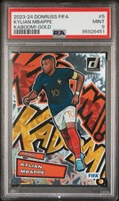 2023-24 Donruss FIFA #5 Kylian Mbappe Kaboom! Gold 4/10 PSA 9 France