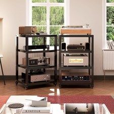 4 Tier Record Player Stand W/ Storage Media Stand Heavy Duty Media Shelf Record