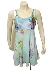 Secret Treasures Floral Semi-Sheer Chiffon Satin Lace Chemise Babydoll Nightie S