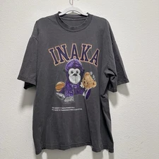 Inaka Power Bear Rebirth T Shirt Mens Large Grey Gym Short Sleeve Gorilla