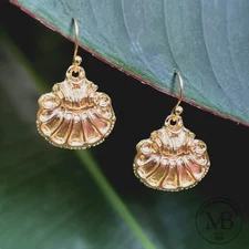 Susan Shaw Earrings Gold Shell Jewelry 24k TPG