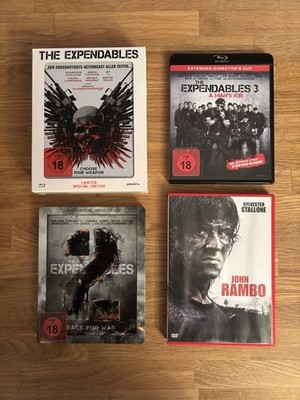 The Expendables 1-3 Bluray Trilogy Film Komplett + John Rambo Stallone Steelbook