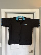 Vintage 80s King Louie XL Black Blue Bowling Collared Short Sleeve Shirt