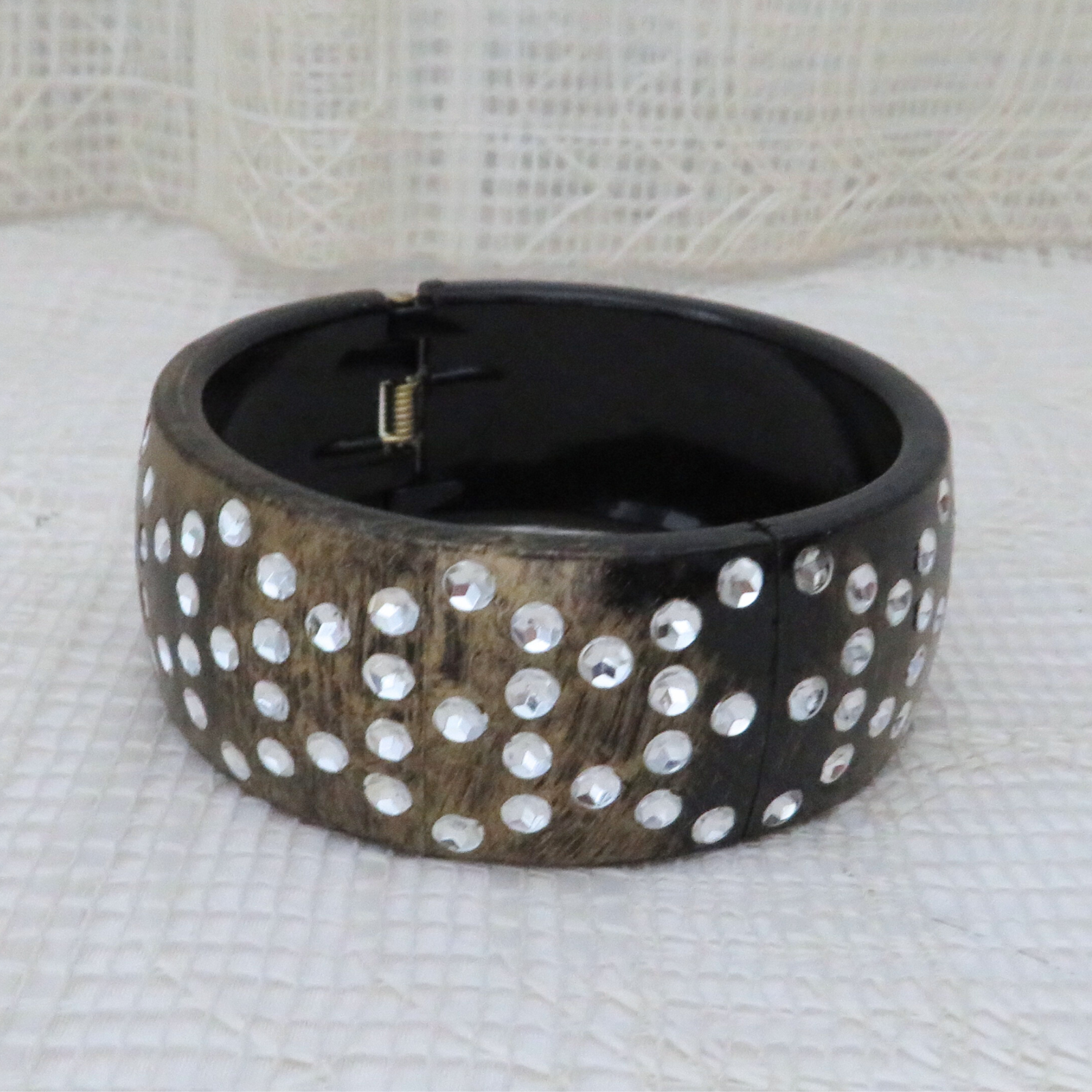 Bangle Bracelet Women Brown with Rhinestones Hinged Casual Wear-image
