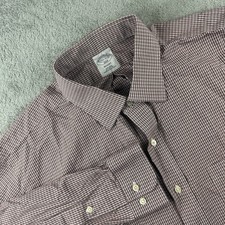 Brooks Brothers 1818 Regent Dress Shirt Mens 17 1/2 - 2/3 Red Micro Check