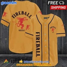 Fireball Whisky Yellow Style Premium Baseball Jersey