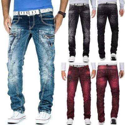 Cipo & Baxx Herren Jeans Hose Streetwear Regular-Fit Used Look Cargo Übergroß