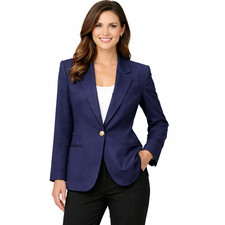 Sag Harbor Vintage Blazer 10 Blue 100 Wool Suit Jacket Workwear Career Classic