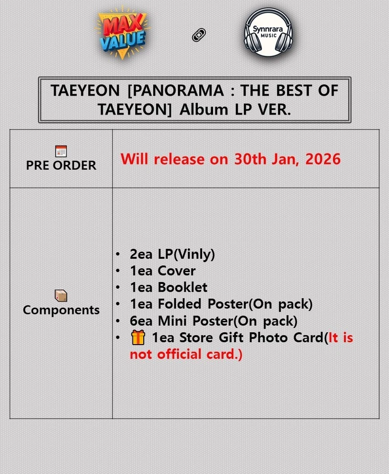 TAEYEON [PANORAMA:THE BEST OF TAEYEON] Album LP Ver/2Vinyl+Booklet+7 Poster+GIFT - Image 2 of 4